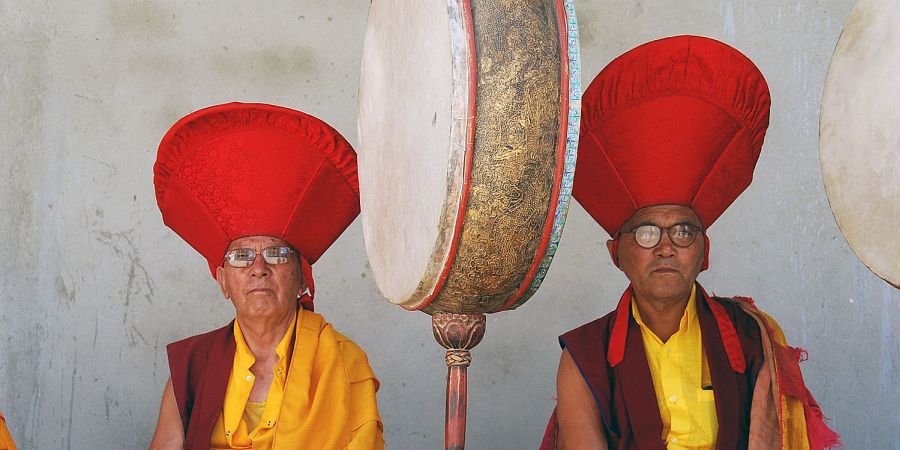 monniken tijdens boeddhistisch festival in Ladakh